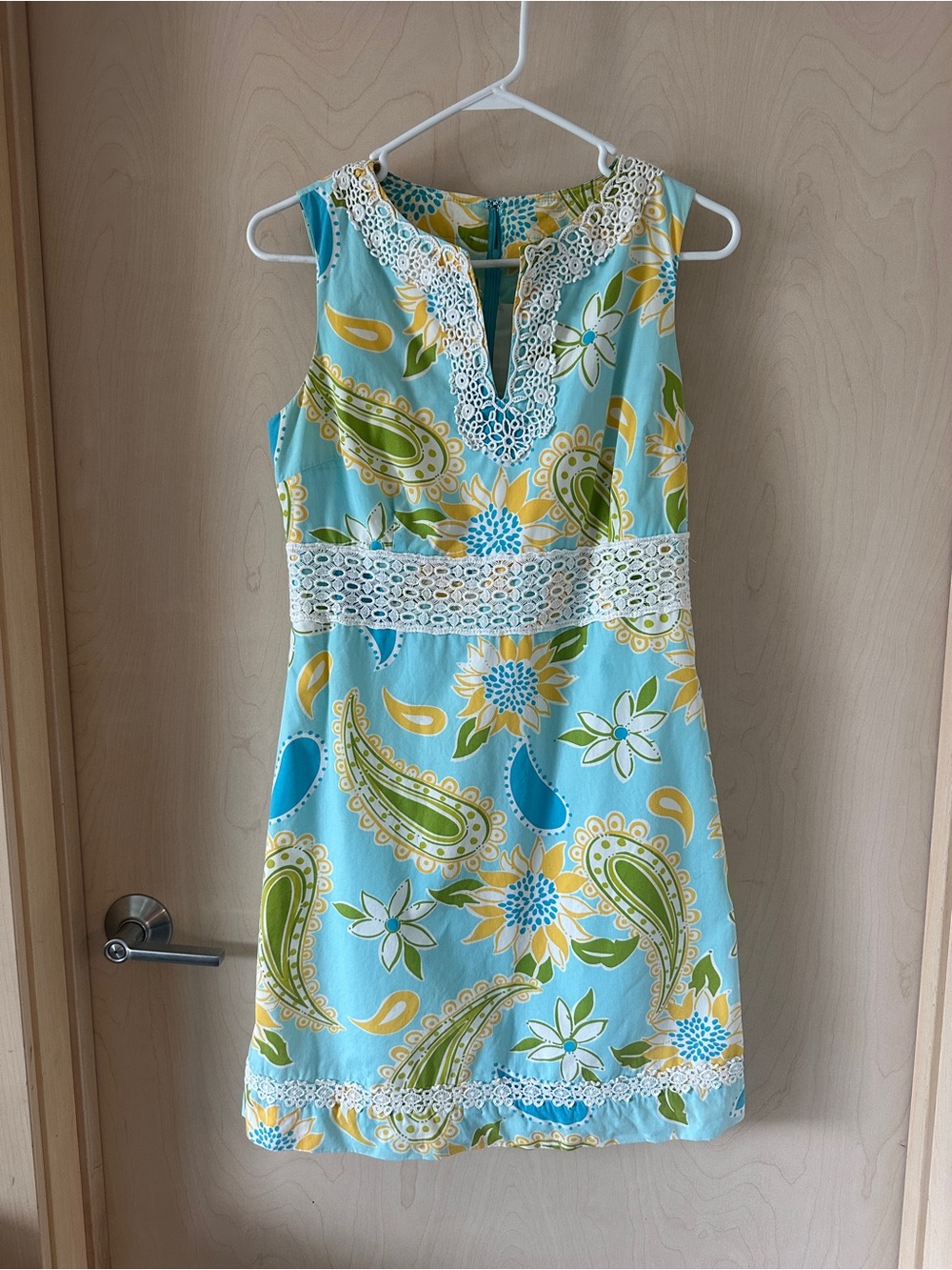White Label Lilly Pulitzer Sz 8 Dress in Via Blue “Croissant” Paisley Floral